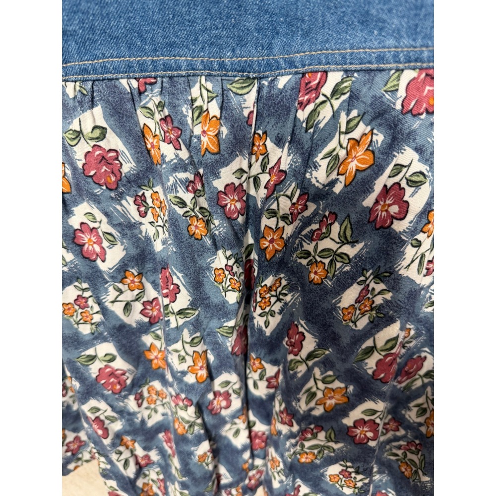 Vintage Denim Floral Dress Vest Retro 90s Y2K Womens Size Large‎ Festival Summer - Picture 6 of 7